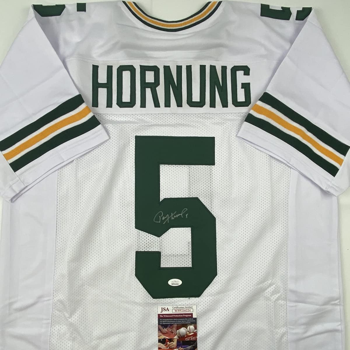 Autographed/Signed Paul Hornung Green Bay White Football Jersey JSA COA