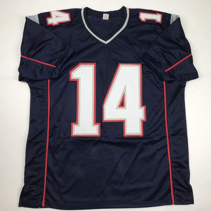 Autographed/Signed Mohamed Sanu New England Blue Football Jersey JSA COA