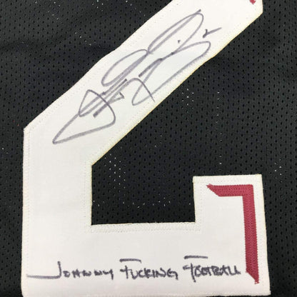 Autographed/Signed Johnny FN Football Manziel Texas A&M Black College Jersey JSA COA
