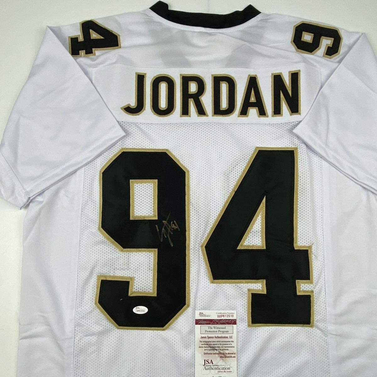 Autographed/Signed Cameron Cam Jordan New Orleans White Football Jersey JSA COA