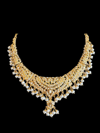 Fresh water pearl necklace set in gold plated silver ( SHIPS IN 5 WEEKS )