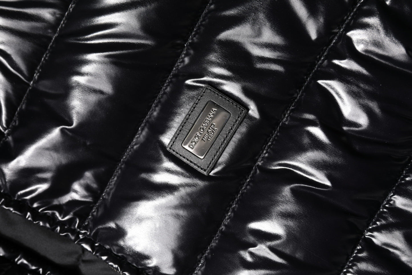 Dolce & Gabbana Black Logo Plaque Full Zip Puffer Jacket