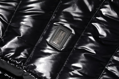 Dolce & Gabbana Black Logo Plaque Full Zip Puffer Jacket