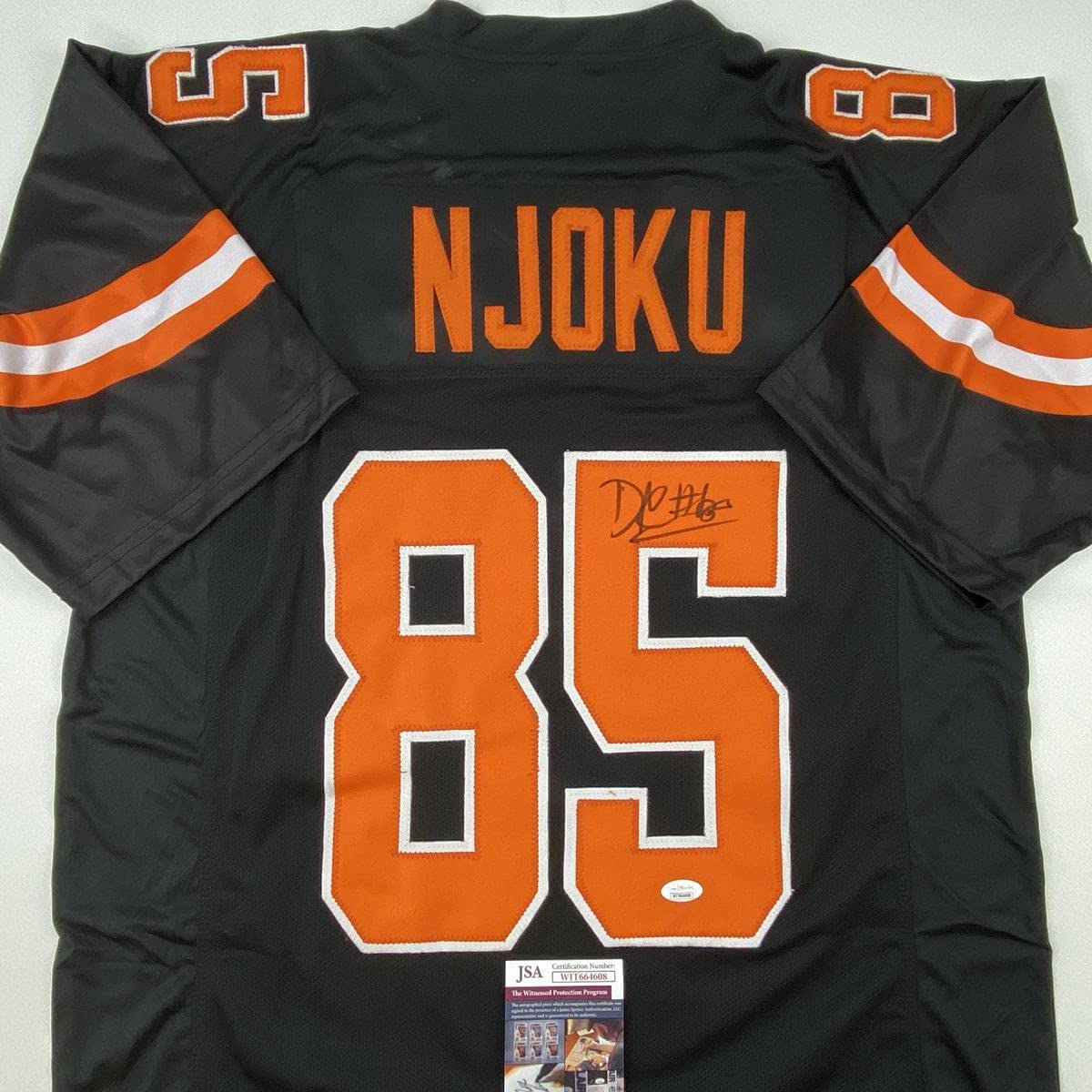 Autographed/Signed David Njoku Cleveland Football Black Jersey JSA COA
