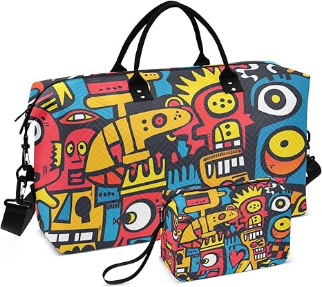 Abstract Figure Personal Item Travel Bag Large Carry On Airport Bag Gym Tote Bag with Adjustable Strap for Yoga Multifunctional
