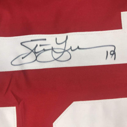 Autographed/Signed Steve Yzerman Detroit Red Hockey Jersey Beckett BAS COA