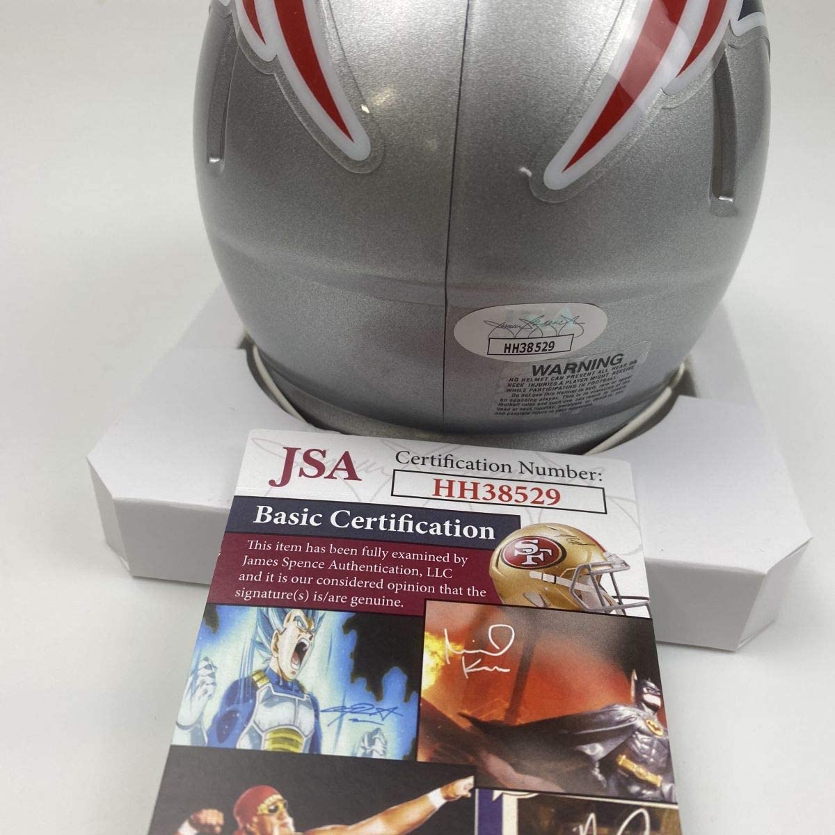 Autographed/Signed Julian Edelman New England Patriots Football Mini Helmet JSA COA
