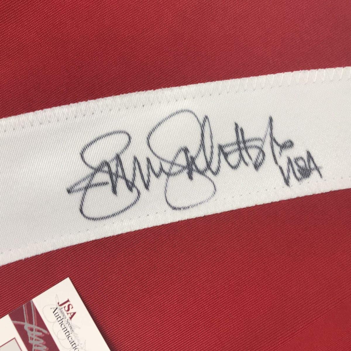 Autographed/Signed Jennie Finch USA Red Stat Team United States Softball Jersey JSA COA