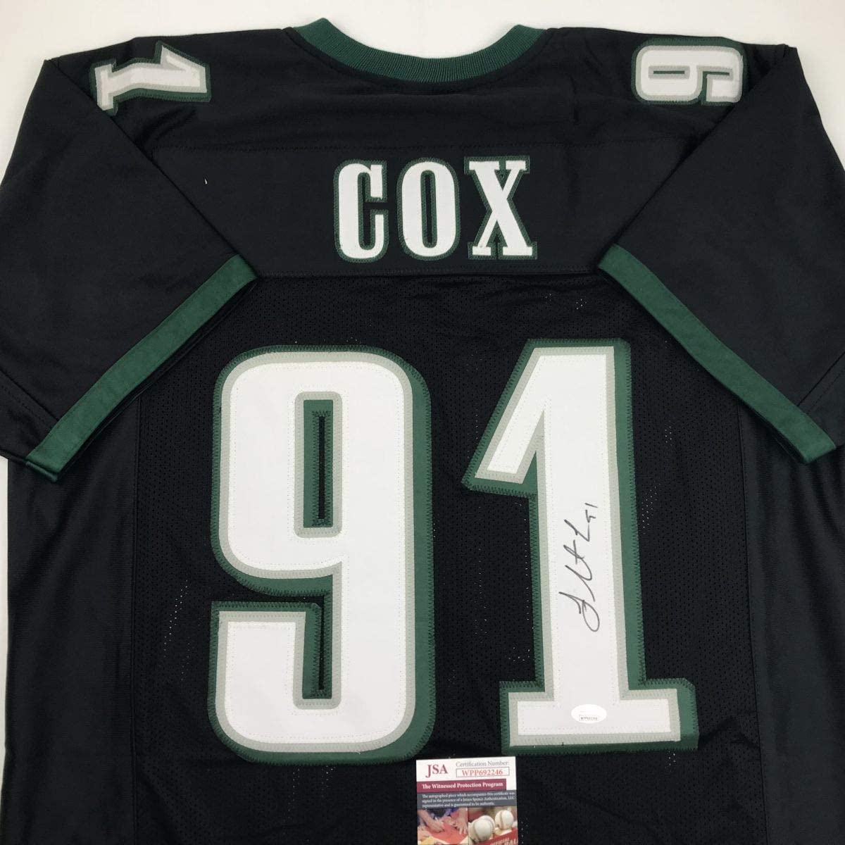Autographed/Signed Fletcher Cox Philadelphia Black Football Jersey JSA COA
