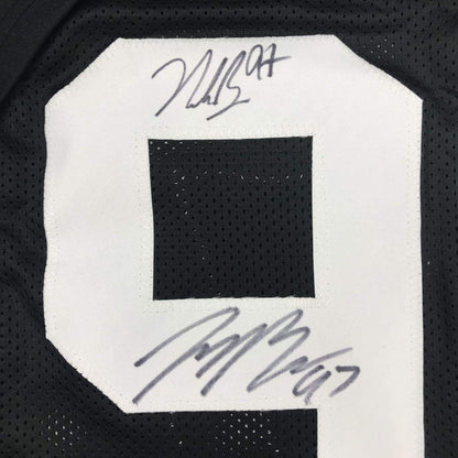 Autographed/Signed Nick & Joey Bosa Brothers Ohio State Black College Football Jersey JSA COA