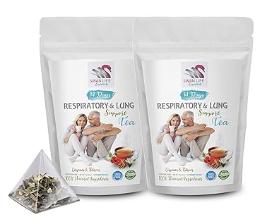 respiratory and detox herbal tea - RESPIRATORY & LUNG SUPPORT TEA 28 DAYS - lung cleanse, breathe tea bags, detox tea for night time, liver support with immune boosting herbal leaf tea