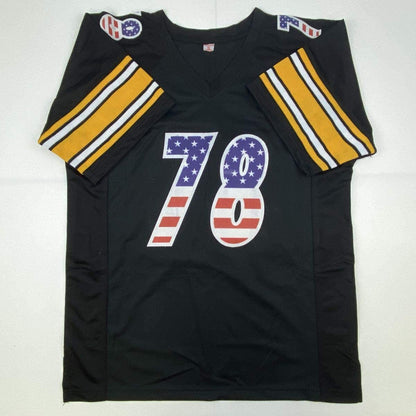 Autographed/Signed Alejandro Villanueva Pittsburgh Black USA Football Jersey JSA COA