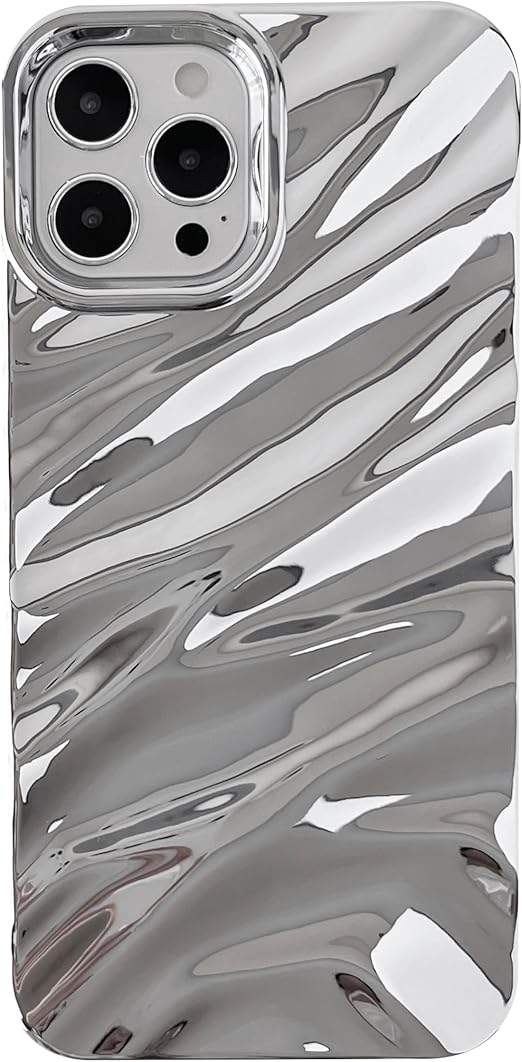 Caseative for iPhone 12 Pro Max Case, Water Ripple Pattern Curly Wave Shape Soft Compatible with iPhone Case (iPhone 12 Pro Max, Silver)