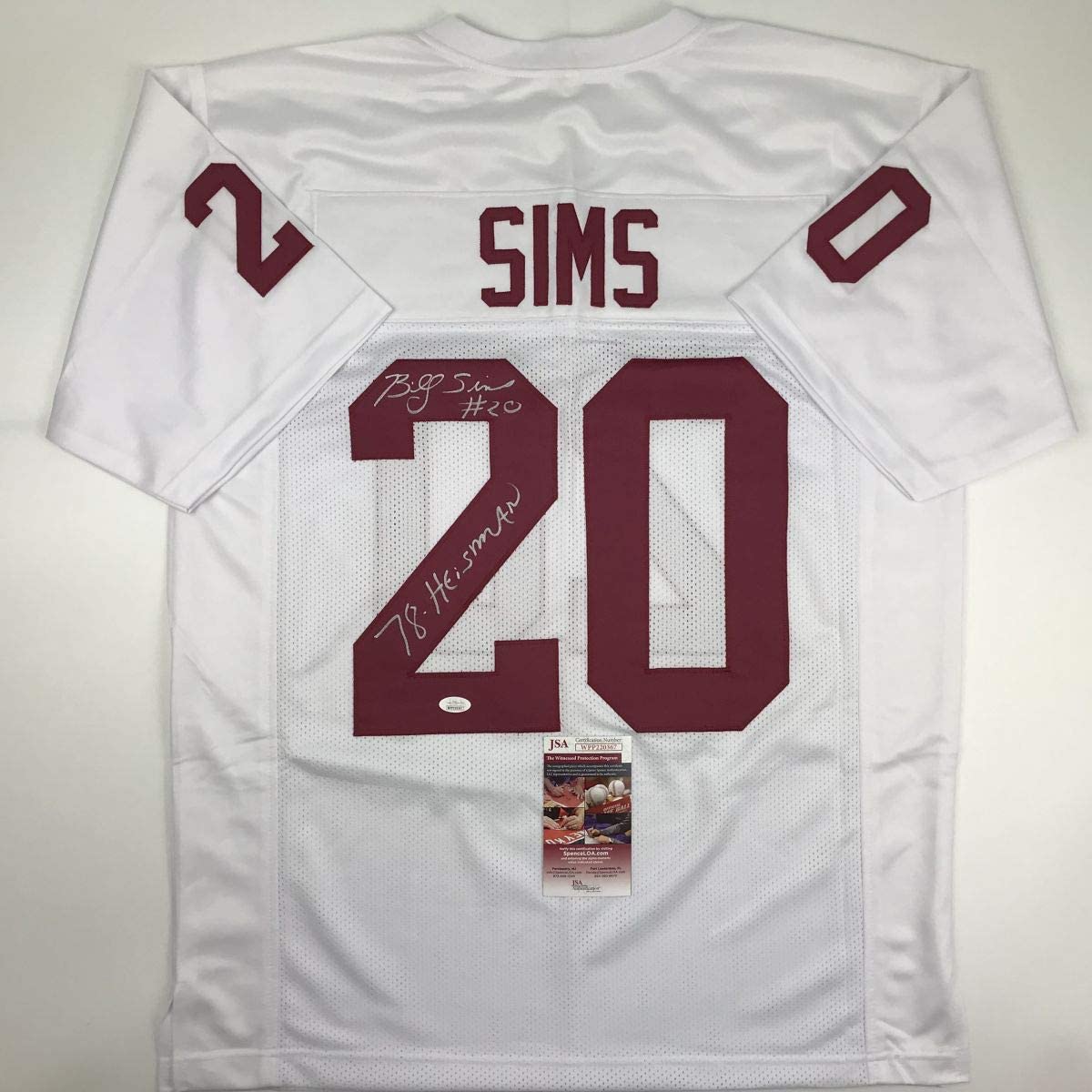 Autographed/Signed Billy Sims 78 Heisman Oklahoma White College Football Jersey JSA COA