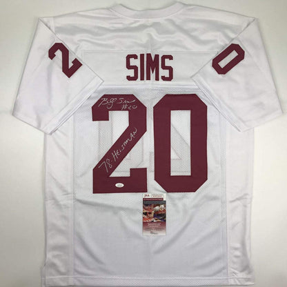 Autographed/Signed Billy Sims 78 Heisman Oklahoma White College Football Jersey JSA COA