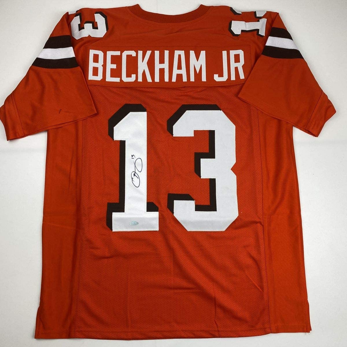 Autographed/Signed Odell Beckham Jr. Cleveland Orange Football Jersey Steiner Sports COA Hologram Only