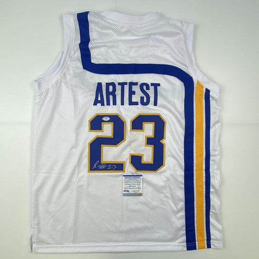 Autographed/Signed Ron Artest Metta World Peace Indiana White Basketball Jersey JSA COA