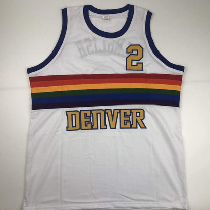 Autographed/Signed Alex English Denver White Basketball Jersey PSA/DNA COA