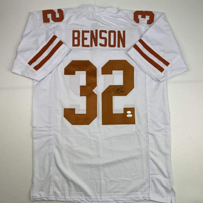 Autographed/Signed Cedric Benson Texas White College Football Jersey JSA COA