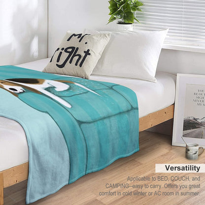 Happy Couch Dog  Cute Beagle Throw Blanket