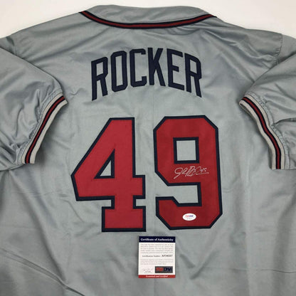 Autographed/Signed John Rocker Atlanta Grey Baseball Jersey PSA/DNA COA