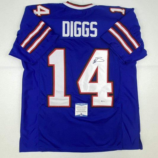 Autographed/Signed Stefon Diggs Buffalo Blue Football Jersey Beckett BAS COA