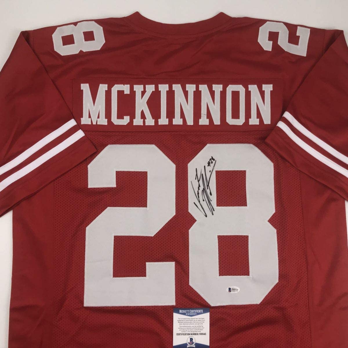 Autographed/Signed Jerick McKinnon San Francisco Red Football Jersey Beckett BAS COA