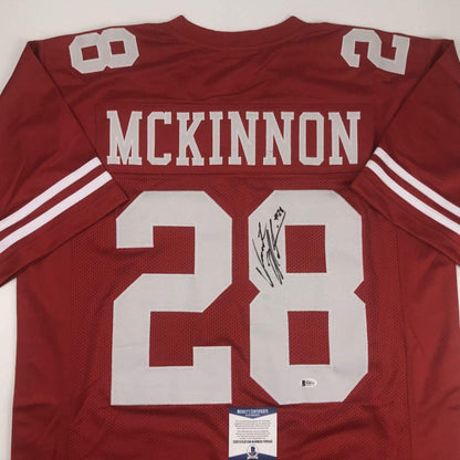 Autographed/Signed Jerick McKinnon San Francisco Red Football Jersey Beckett BAS COA
