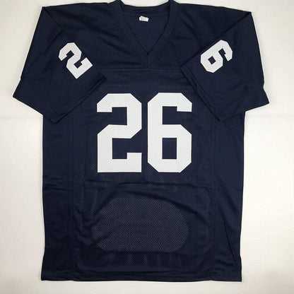 Autographed/Signed Saquon Barkley Penn State Blue Stat College Football Jersey JSA COA