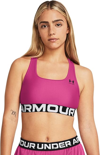Under Armour Heatgear Authentics Mid Impact Branded Sports Bra