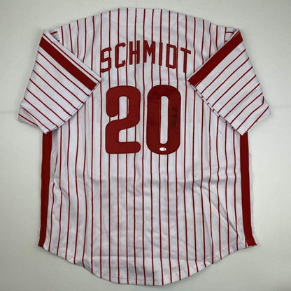 Autographed/Signed Mike Schmidt Philadelphia Pinstripe Baseball Jersey GTSM COA Hologram Only
