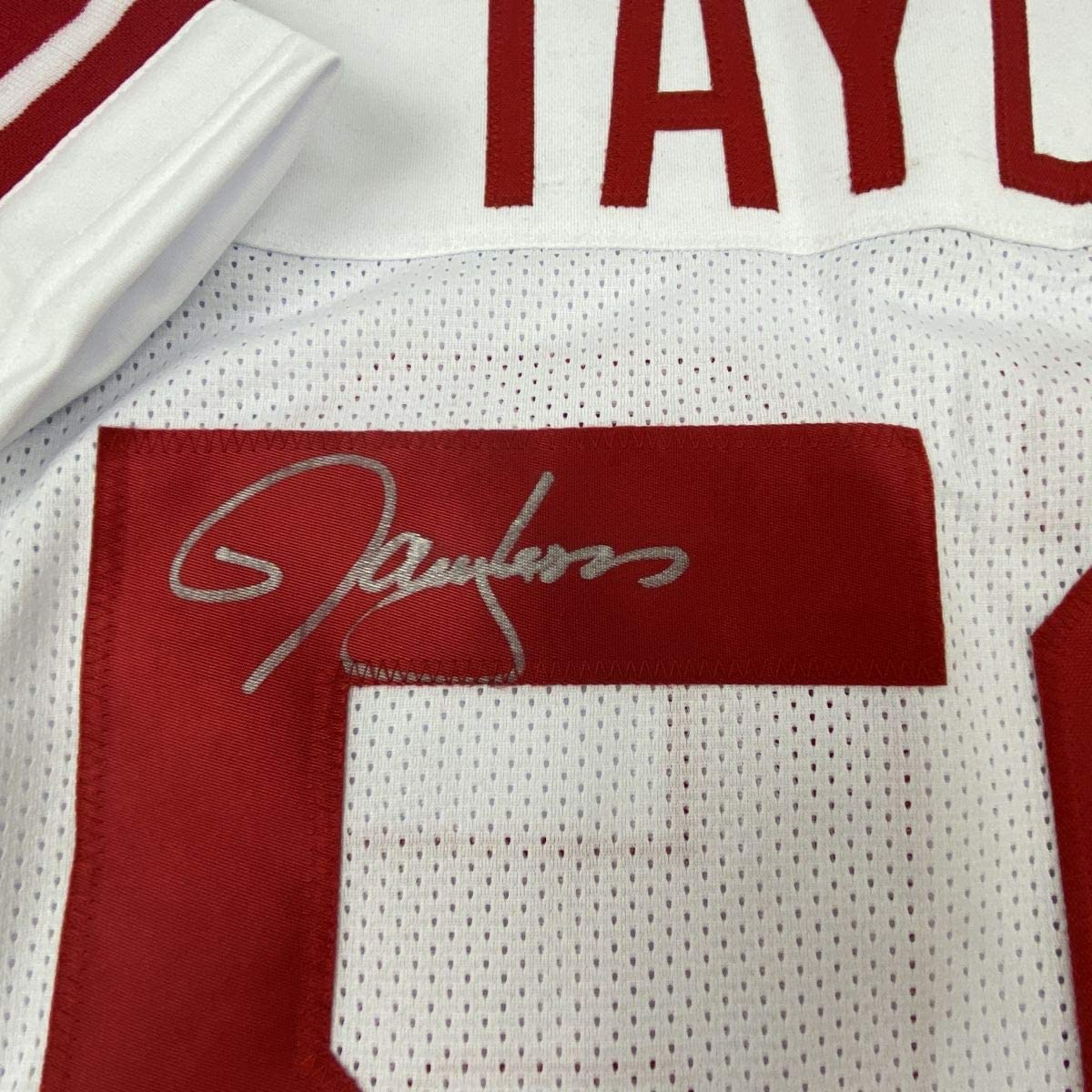 Autographed/Signed Lawrence Taylor New York White Football Jersey Beckett BAS COA
