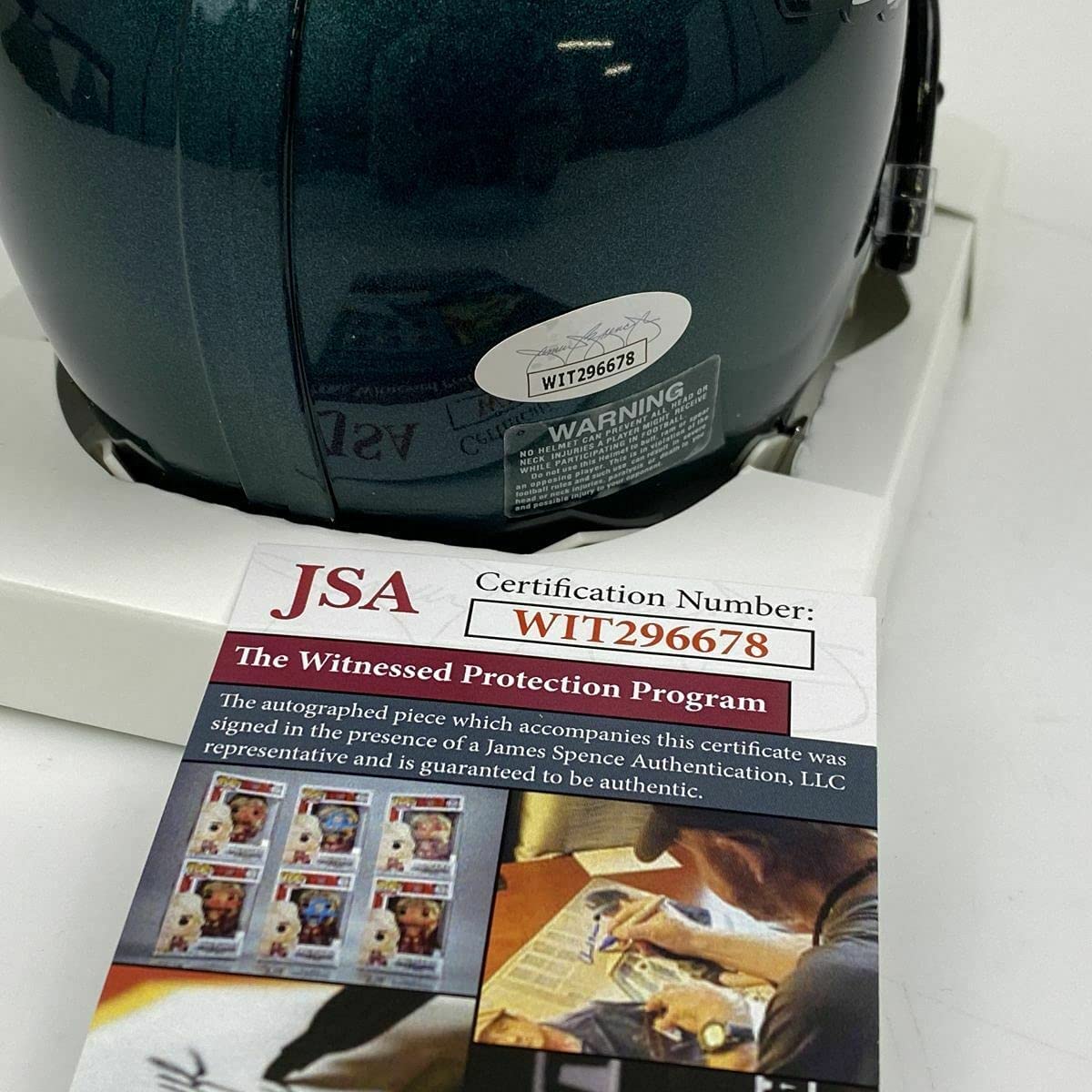 Autographed/Signed Jalen Hurts Philadelphia Eagles Mini Football Helmet JSA COA