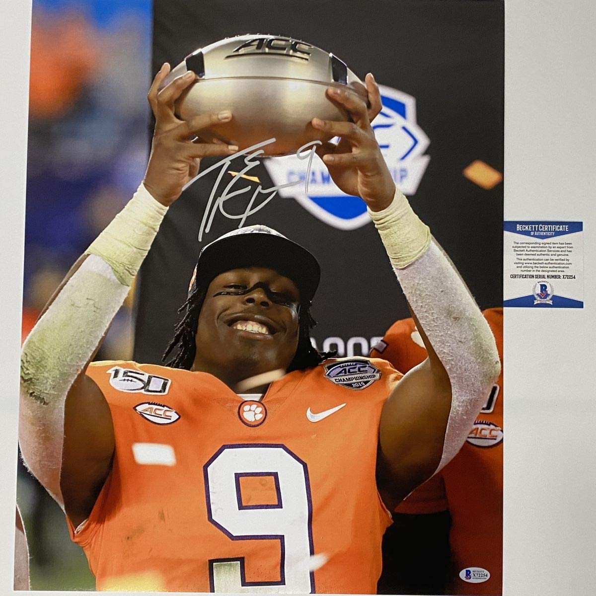 Autographed/Signed Travis Etienne Jr Clemson Tigers 16x20 College Football Photo Beckett BAS COA #1