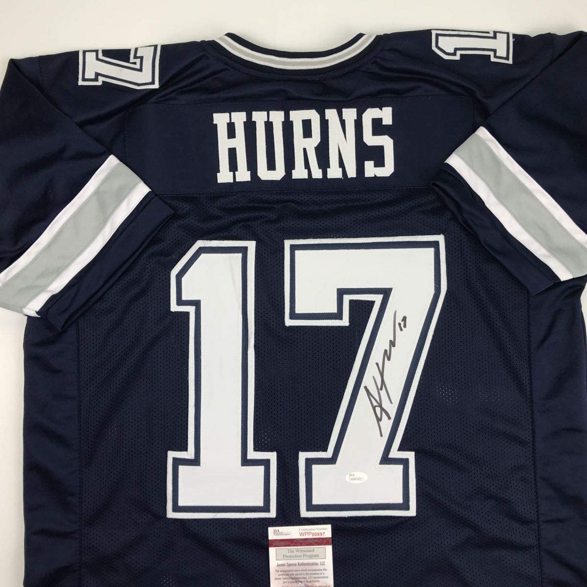 Autographed/Signed Allen Hurns Dallas Dark Blue Football Jersey JSA COA
