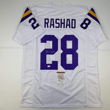 Autographed/Signed Ahmad Rashad Minnesota White Football Jersey JSA COA
