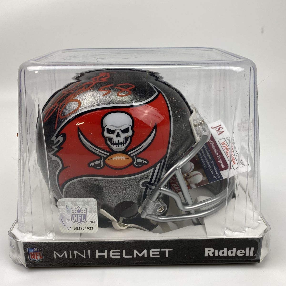 Autographed/Signed Shaquil Barrett Tampa Bay Buccaneers Bucs Mini Football Helmet JSA COA