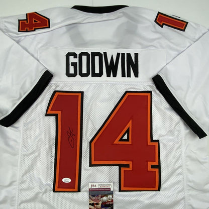 Autographed/Signed Chris Godwin #14 Tampa Bay White Football Jersey JSA COA