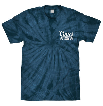 Coors Banquet Beer Logo T-Shirt - Navy Spider Tie Dye