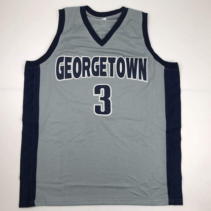 Autographed/Signed Allen Iverson Georgetown Grey College Basketball Jersey JSA COA