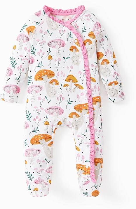 Baby Unisex Soft Rompers Long Sleeve Ruffle Button Clothes Newborn Boys Girls Footie Outfit