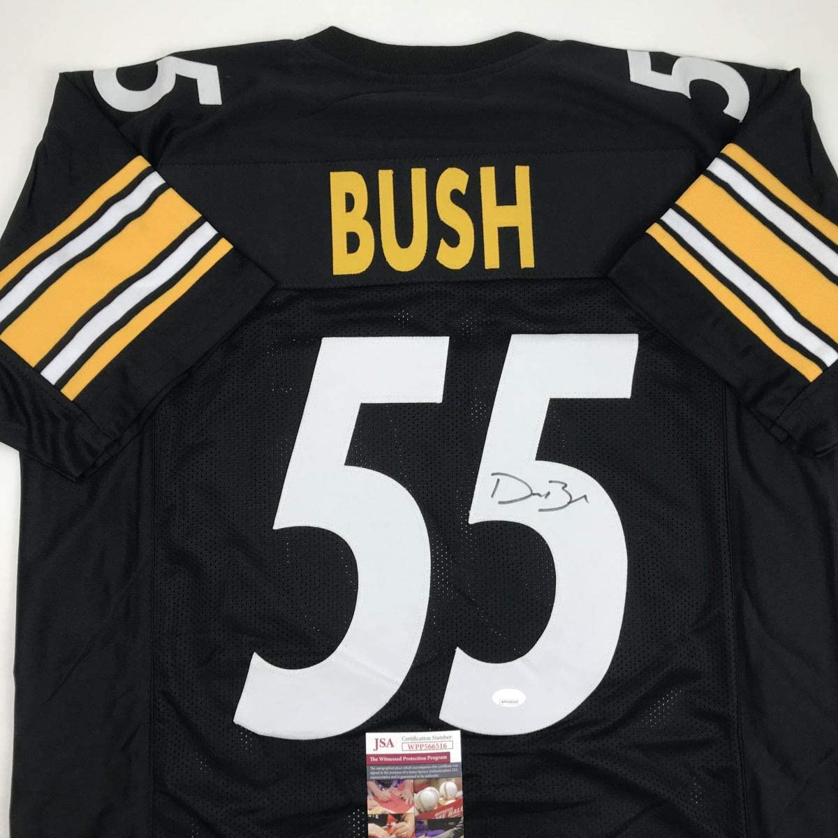 Autographed/Signed Devin Bush Pittsburgh Black Football Jersey JSA COA