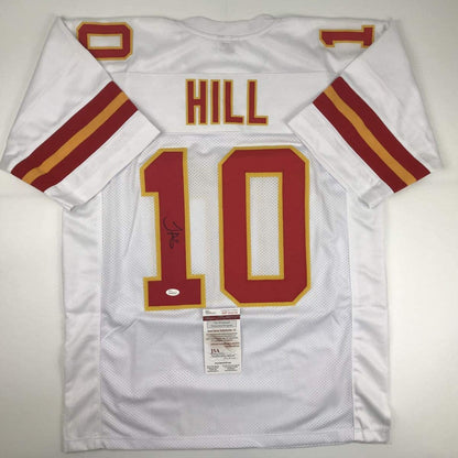 Autographed/Signed Tyreek Hill Kansas City White Football Jersey JSA COA