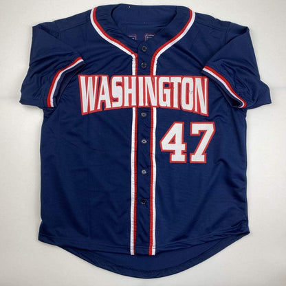 Autographed/Signed Howie Kendrick Washington Blue Baseball Jersey JSA COA