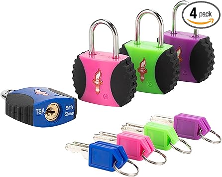 4 Pack TSA Approved Luggage Lock.Luggage Key Locks with Keyed Alike, TSA Approved Travel Lock with Ultra Secure PPR/ABS Lock Body Travel Lock Luggage Lock TSA Approved