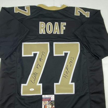 Autographed/Signed Willie Roaf HOF 2012 New Orleans Black Football Jersey JSA COA