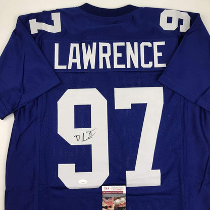 Autographed/Signed Dexter Lawrence New York Blue Football Jersey JSA COA
