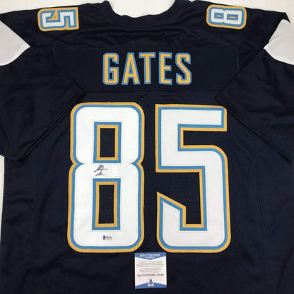 Autographed/Signed Antonio Gates Los Angeles LA Dark Blue Football Jersey Beckett BAS COA