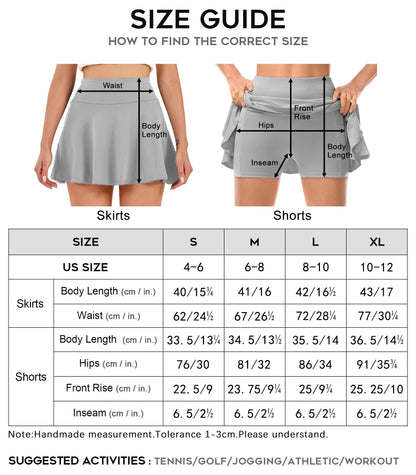 icyzone Women's High Waisted Mini Tennis Skirts, Pleated Athletic Golf Skorts with Shorts (Off White, M)