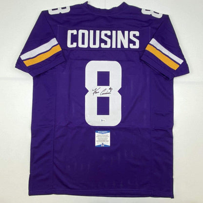 Autographed/Signed Kirk Cousins Minnesota Purple Football Jersey Beckett BAS COA